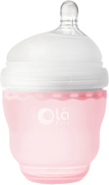 Bình sữa Olababy silicone cổ rộng 120ml (Hồng)