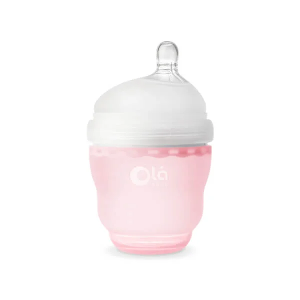 Combo 2 bình sữa Olababy silicone cổ rộng 120ml (Hồng)