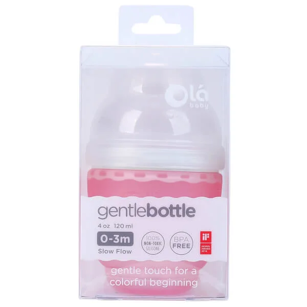 Combo 2 bình sữa Olababy silicone cổ rộng 120ml (Hồng)