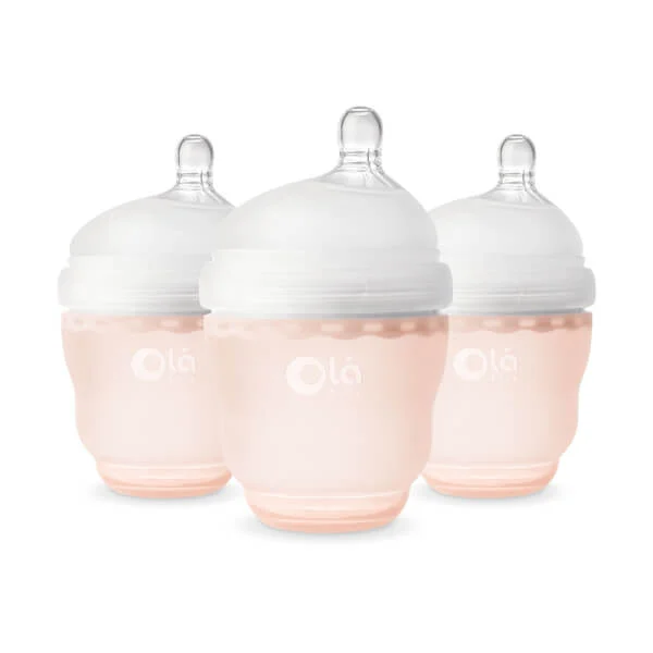 Bình sữa Olababy silicone cổ rộng 120ml (Cam)
