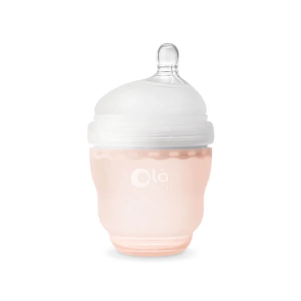Bình sữa Olababy silicone cổ rộng 120ml (Cam)