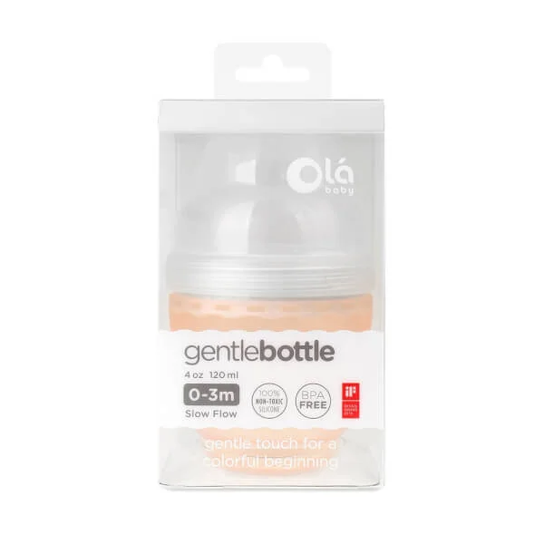 Bình sữa Olababy silicone cổ rộng 120ml (Cam)