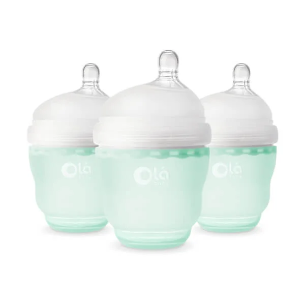 Bình sữa Olababy silicone cổ rộng 120ml (Xanh lá)
