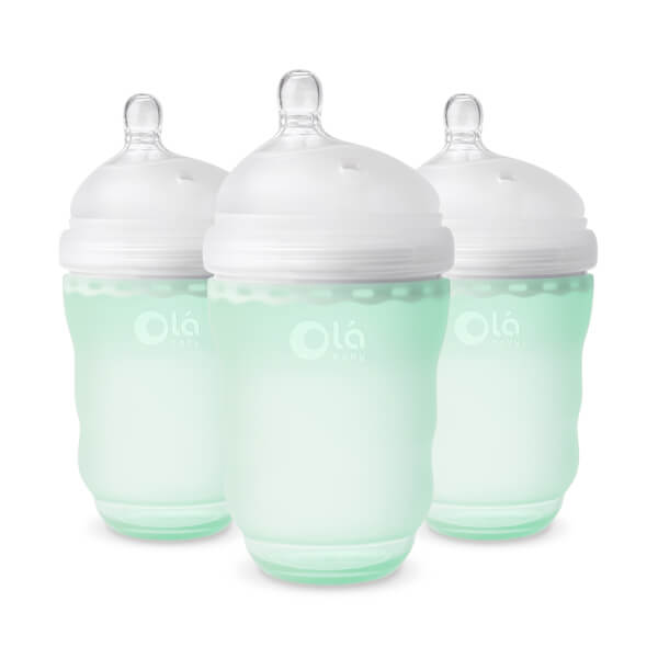 Bình sữa Olababy silicone cổ rộng 240ml (Xanh lá)