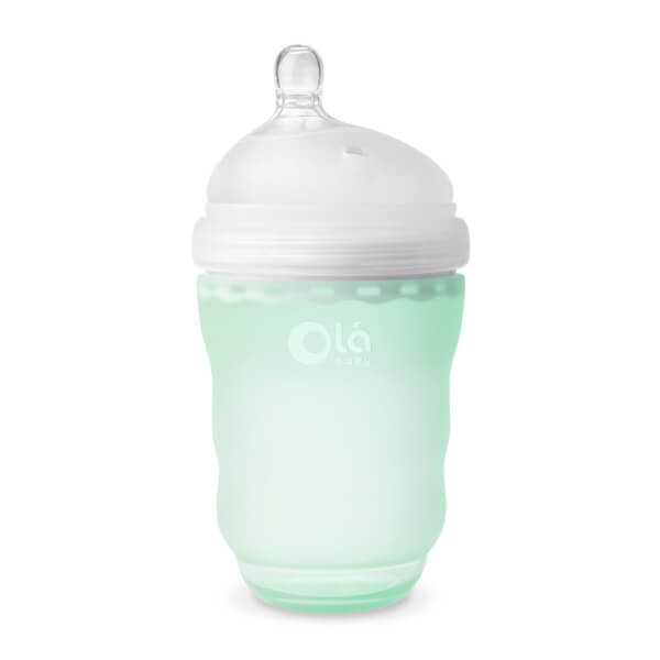 Bình sữa Olababy silicone cổ rộng 240ml (Xanh lá)