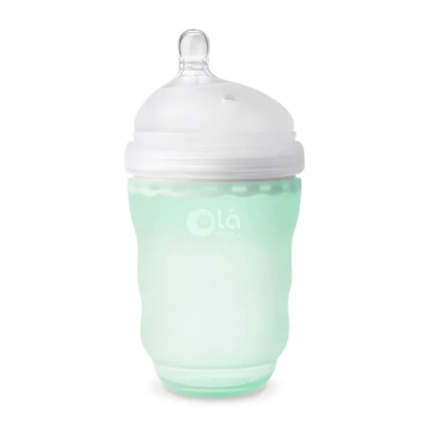 Bình sữa Olababy silicone cổ rộng 240ml (Xanh lá)