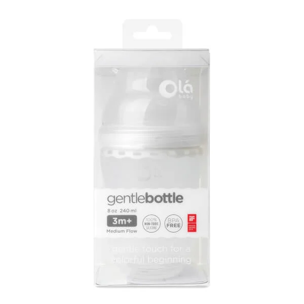 Bình sữa Olababy silicone cổ rộng 240ml (Trắng)