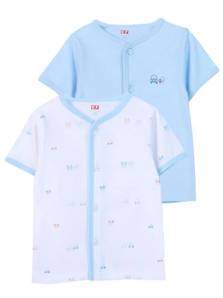Cặp áo sơ sinh cài giữa tay ngắn CF I0420009 (Xanh dương)