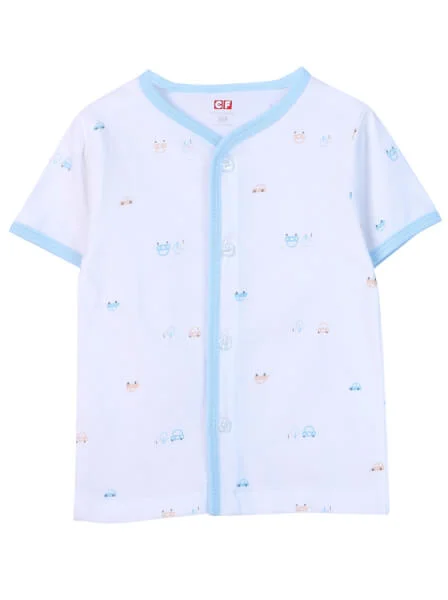 Cặp áo sơ sinh cài giữa tay ngắn CF I0420009 (Xanh dương)