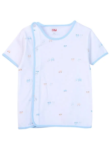 Cặp áo sơ sinh cài chéo tay ngắn CF I0420009 (Xanh dương)