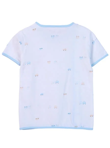 Cặp áo sơ sinh cài chéo tay ngắn CF I0420009 (Xanh dương)