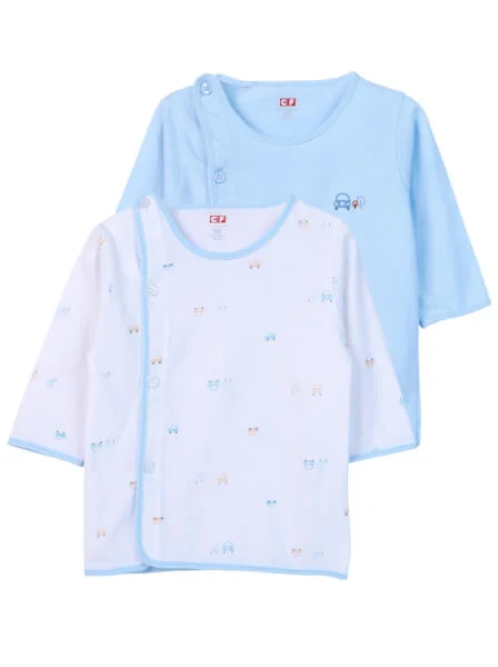 Cặp áo sơ sinh cài chéo tay dài CF I0420009 (Xanh dương)