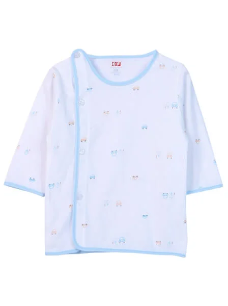 Cặp áo sơ sinh cài chéo tay dài CF I0420009 (Xanh dương)