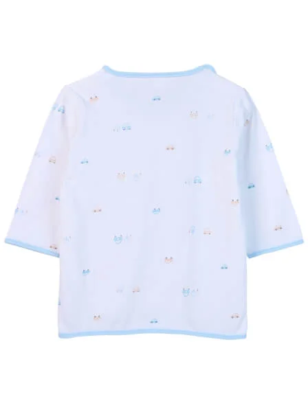 Cặp áo sơ sinh cài chéo tay dài CF I0420009 (Xanh dương)