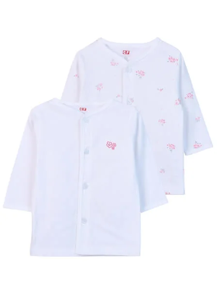 Cặp áo sơ sinh cài giữa tay dài CF I0420006 (Hồng)