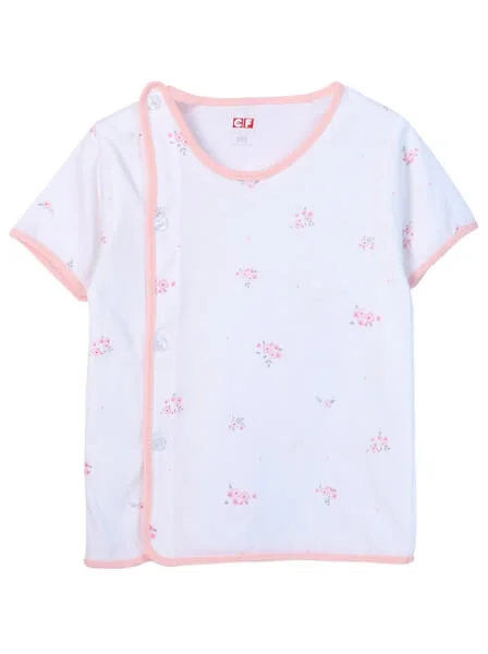 Cặp áo sơ sinh cài chéo tay ngắn CF I0420006 (Hồng)
