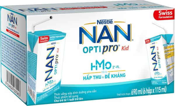 Combo 4 thùng sữa dinh dưỡng pha sẵn Nestlé NAN OPTIPRO Kid 115ml (lốc 6 hộp)