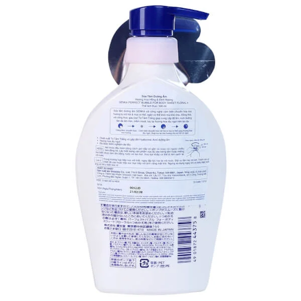 Sữa tắm dưỡng ẩm Senka Perfect Bubble for Body Sweet Floral hương Hoa Hồng và Đinh Hương 500ml