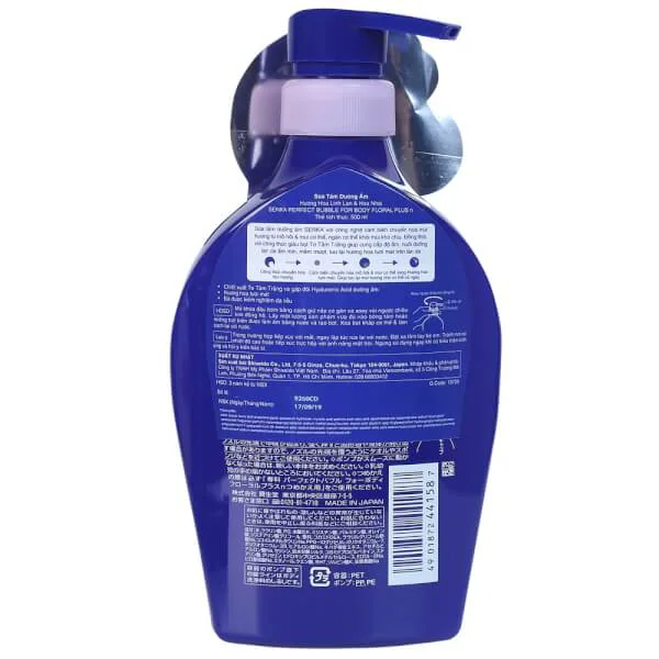 Sữa Tắm Dưỡng Ẩm Senka Perfect Bubble For Body Floral Plus Hương Linh Lan & Hoa Nhài 500ml