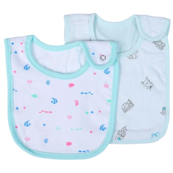 Yếm sơ sinh cài nút 2 cái CF I129017 (1,Xanh ngọc)