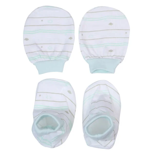 Bộ nón bao tay chân sơ sinh bo CF I129013 (NB,Xanh ngọc)