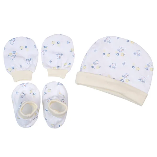 Bộ nón bao tay chân sơ sinh bo CF I129013 (NB,Vàng)