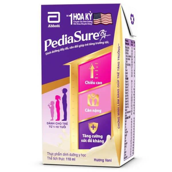 Thực phẩm dinh dưỡng y học cho trẻ  1-10 tuổi: Pediasure hương vani (110ml) (Lốc 4)