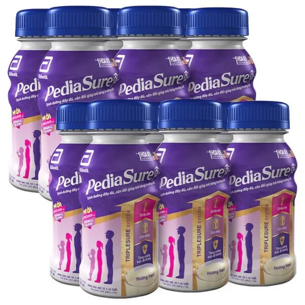 Combo 2 lốc Thực phẩm dinh dưỡng y học cho trẻ 1-10 tuổi: Pediasure dạng lỏng hương vani 237ml (Lốc 6 chai)