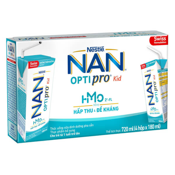 Combo 2 Sữa dinh dưỡng pha sẵn Nestlé NAN OPTIPRO Kid 180ml (Lốc 4 hộp)