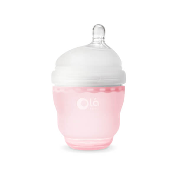 Combo 1 Đệm chống trào ngược cho bé Animo B2111_AR002 (Xanh,65x65x20cm) và 1 Bình sữa Olababy silicone cổ rộng 120ml (Hồng)