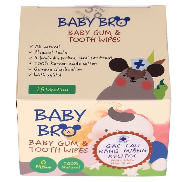 Combo 2 Gạc vệ sinh răng miệng trẻ em Baby Bro (25 miếng/ hộp)