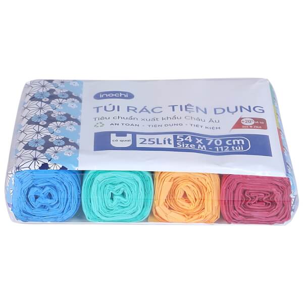 Combo 2 Lô túi rác màu tiện dụng Soji 4 x 25L (4 màu)