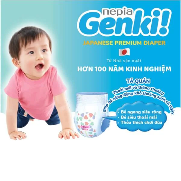 Bỉm tã quần Genki size L 30 miếng (9-14kg)