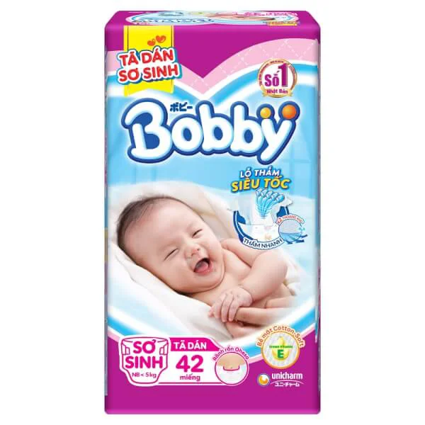 Bỉm tã dán Bobby siêu mỏng size XS 42 miếng (dưới 5kg)