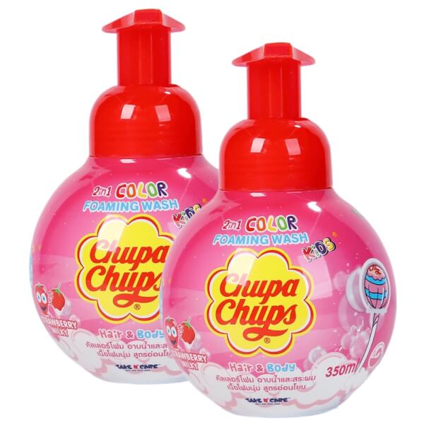 Combo 2 Tắm gội toàn thân tạo bọt hương kẹo dâu Chupa Chups 350ml