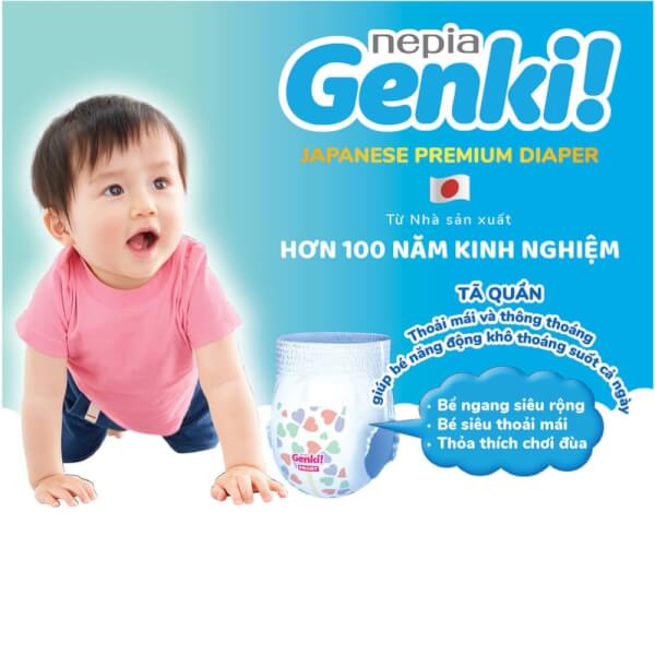 Combo 2 gói Bỉm tã quần Genki size L 44 miếng (9-14kg)