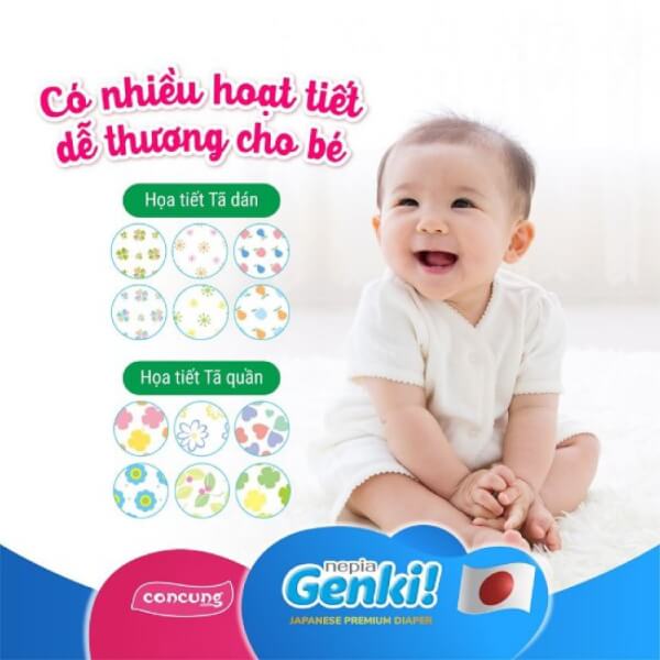 Combo 8 Bỉm tã quần Genki size L 44 miếng (9-14kg)