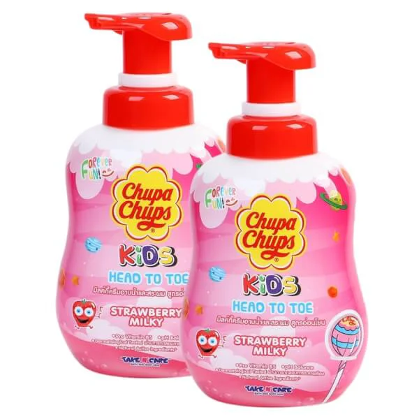 Combo 2 Tắm gội toàn thân hương kẹo dâu Chupa Chups 500ml