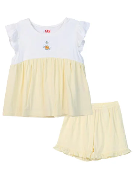 Bộ thun bé gái ngắn CF G0620012 (5-6Y,Vàng)