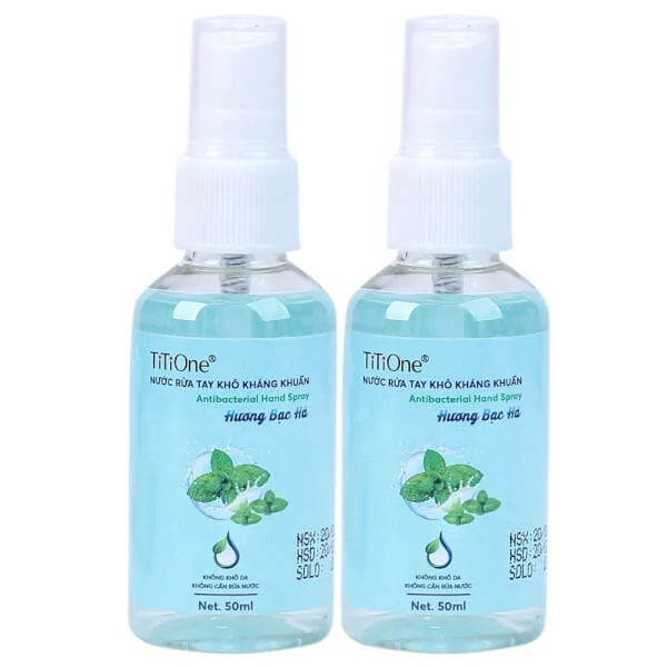 Combo 2 Nước rửa tay khô kháng khuẩn dạng xịt Titione 50ml
