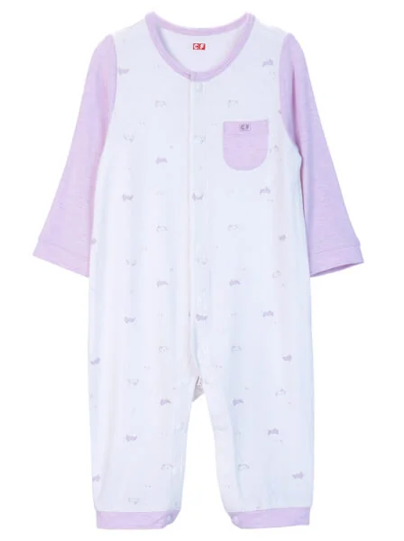 Body sơ sinh dài vải kháng khuẩn CF I0820022 (3M/6M/9M/12M,Tím họa tiết)