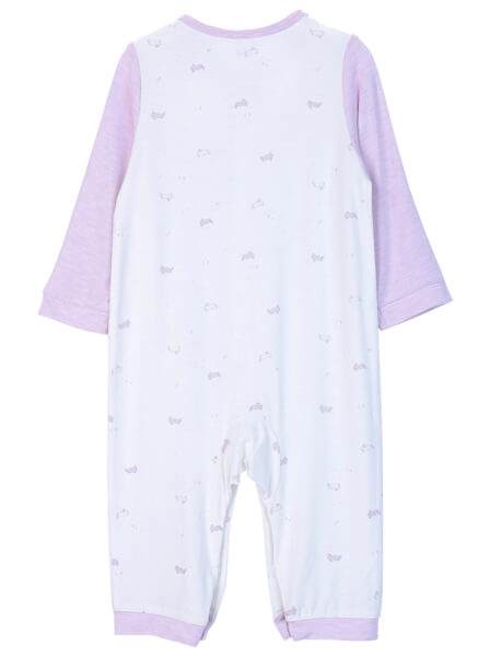 Body sơ sinh dài vải kháng khuẩn CF I0820022 (3M/6M/9M/12M,Tím họa tiết)