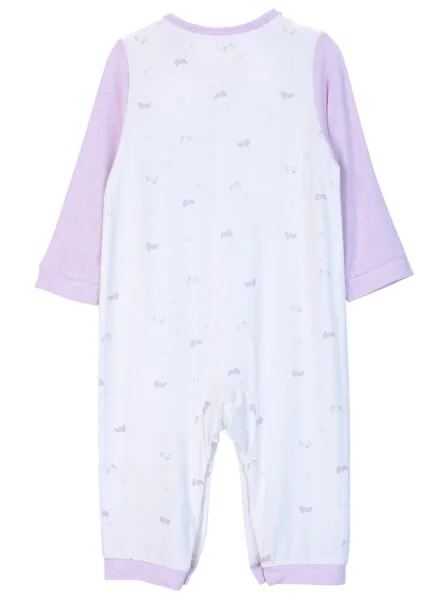 Body sơ sinh dài vải kháng khuẩn CF I0820022 (3M/6M/9M/12M,Tím họa tiết)