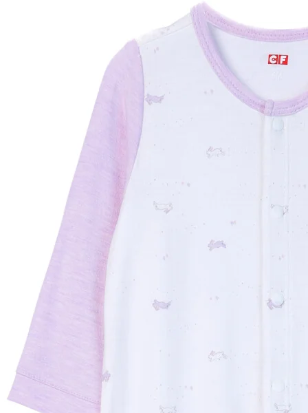 Body sơ sinh dài vải kháng khuẩn CF I0820022 (3M/6M/9M/12M,Tím họa tiết)