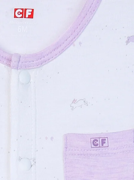 Body sơ sinh dài vải kháng khuẩn CF I0820022 (3M/6M/9M/12M,Tím họa tiết)