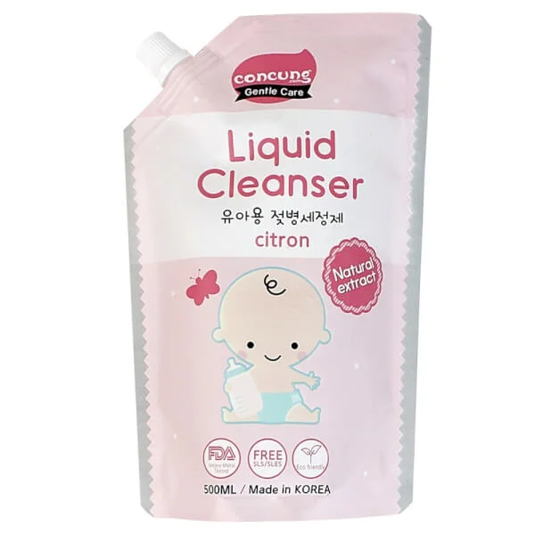 Combo 2 Nước rửa bình sữa Hàn Quốc ConCung Gentle Care, túi 500ML