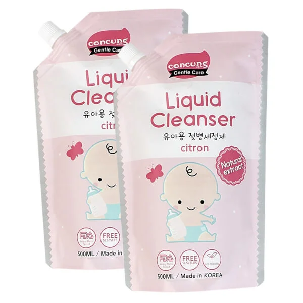 Combo 2 Nước rửa bình sữa Hàn Quốc ConCung Gentle Care, túi 500ML