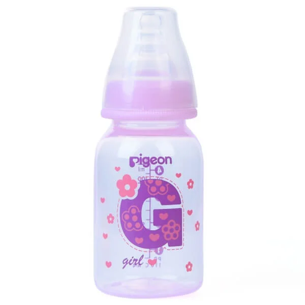 Combo 2 Bình sữa Pigeon nhựa PP cao cấp bé gái (Hồng) gồm 1 bình sữa 240ml (Giảm 15%) và 1 bình sữa 120ml