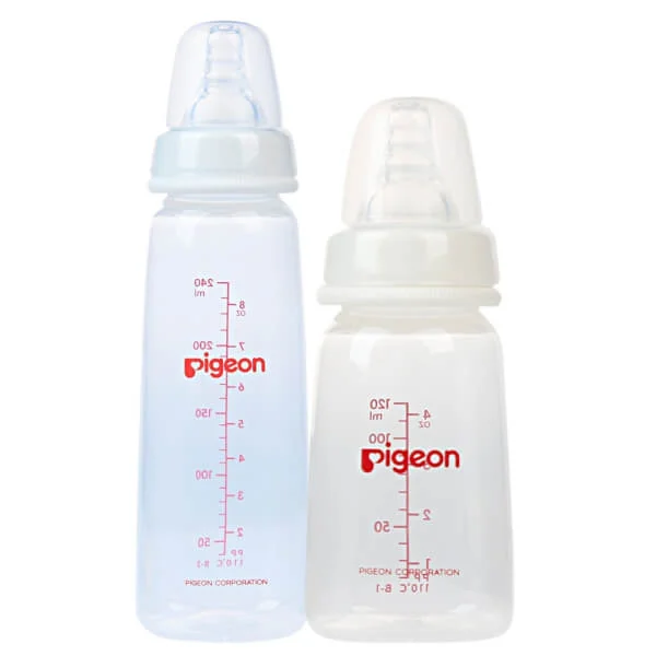 Combo 2 Bình sữa Pigeon nhựa PP vuông gồm 1 bình sữa 240ml (Giảm 15%) và 1 bình sữa 120ml