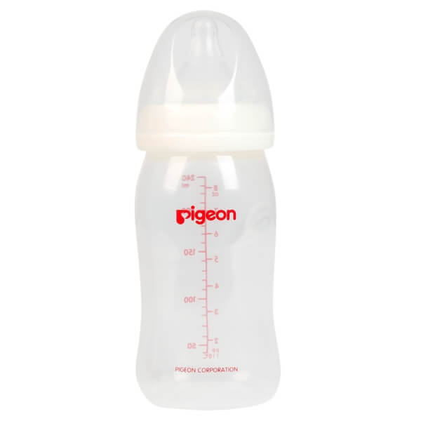 Combo 2 Bình sữa Pigeon nhựa PP Plus cổ rộng gồm 1 bình sữa 240ml (Giảm 15%) và 1 bình sữa 160ml